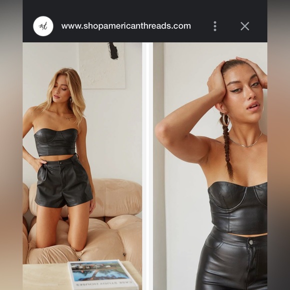 NWT American Threads faux leather top - Picture 1 of 2